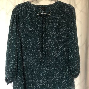 Torrid Emerald and Peach Polka Dot Blouse